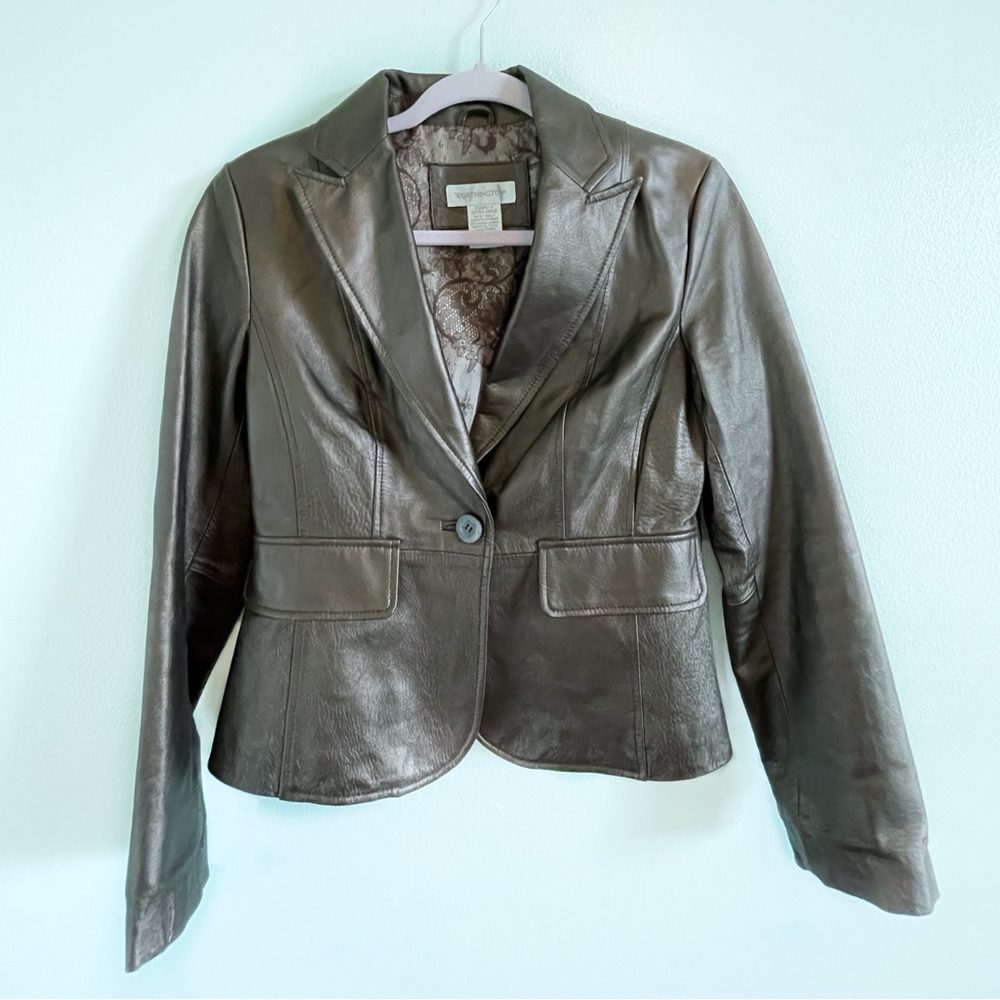 Worthington | Women's Dark Brown Leather Blazer
